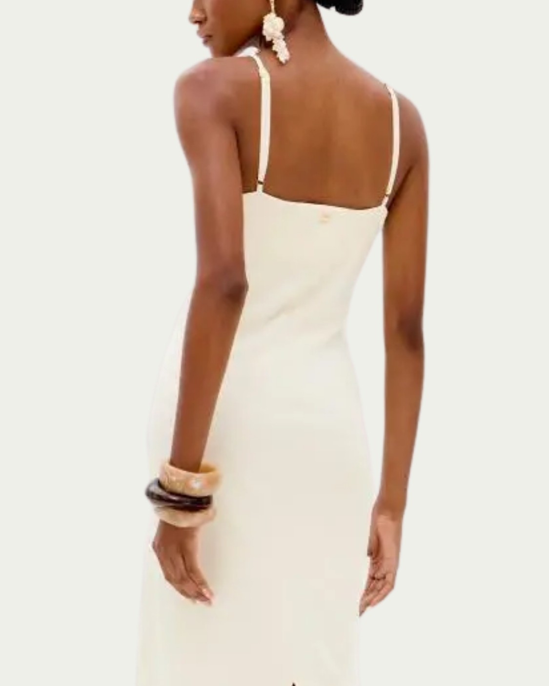 Vestido Longo Off White Lança Perfume em Viscose Decote V com Alças Crochet