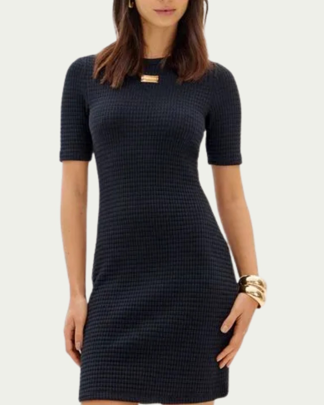 Vestido Curto Preto Lança Perfume Algodão com Manga Curta