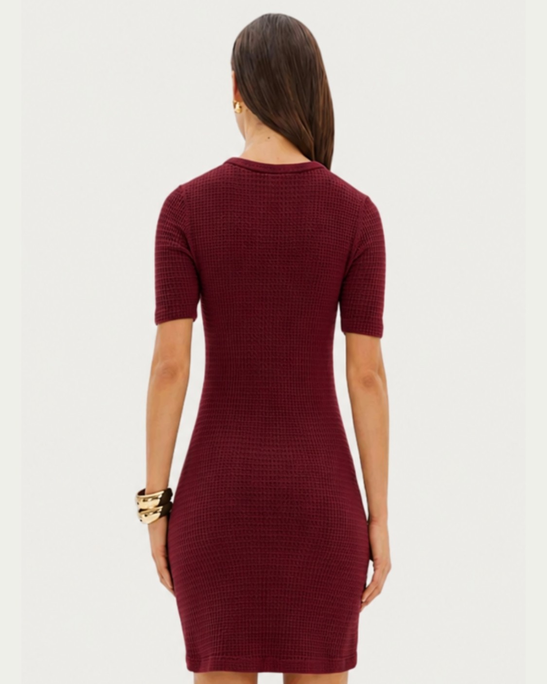 Vestido Curto Bordô Lança Perfume Algodão com Manga Curta