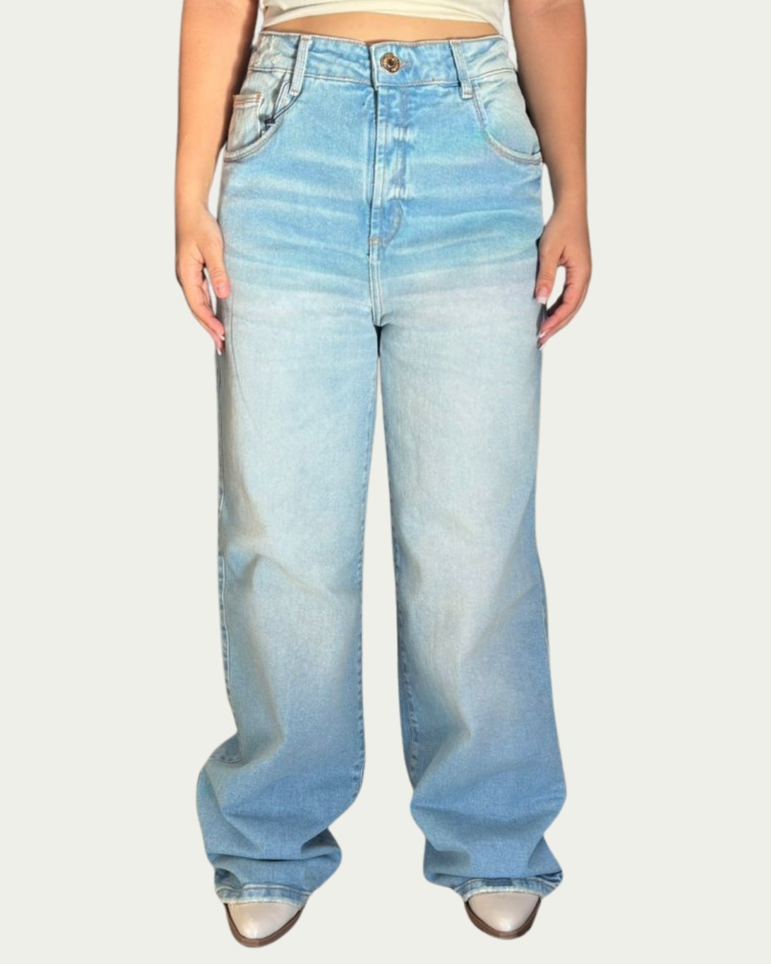 Calça Jeans Wide Leg Super High Azul Lança Perfume