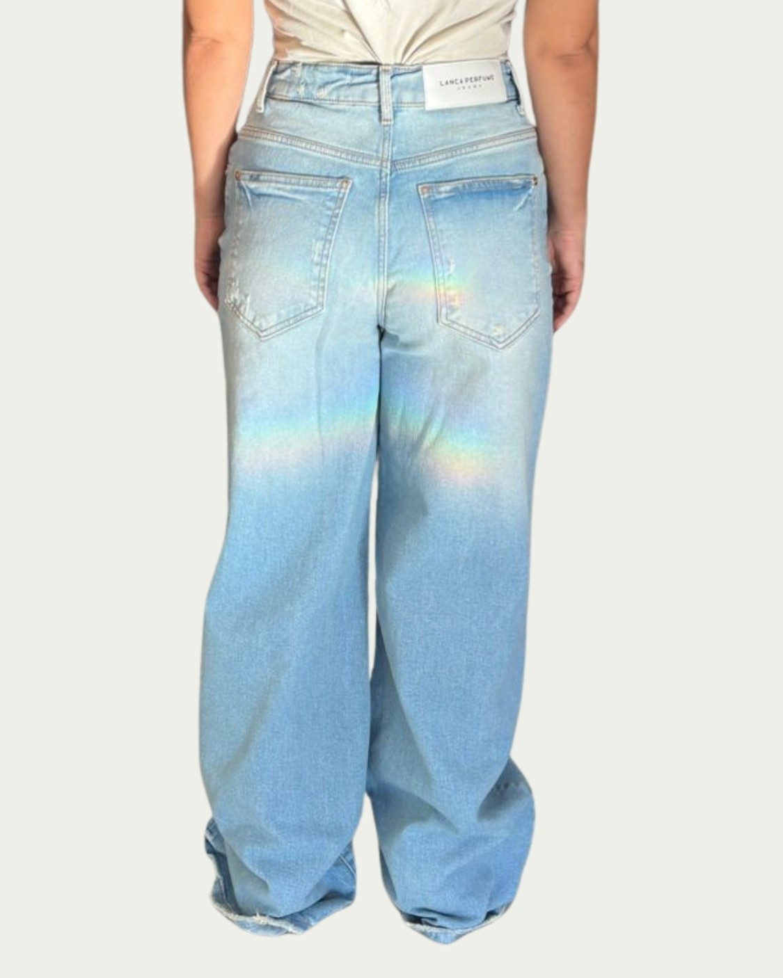 Calça Jeans Wide Leg Super High Azul Lança Perfume