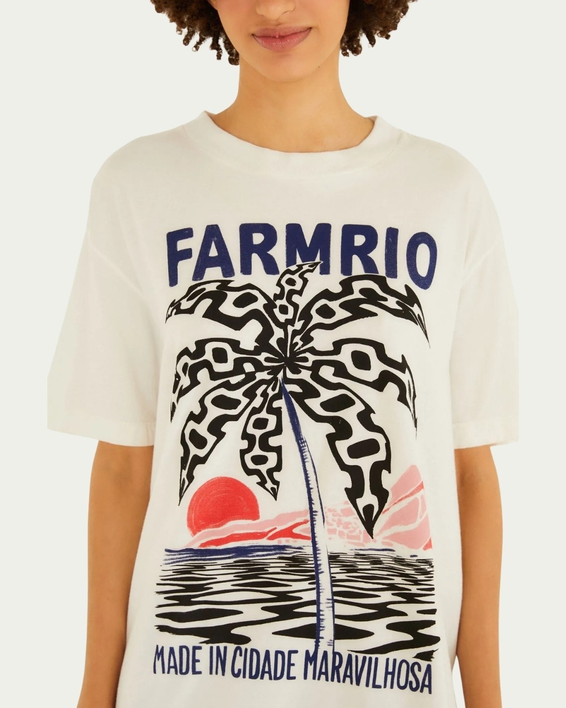 Tshirt Média Farm Coqueiro Calçadão Branco Algodão com Manga Curta 