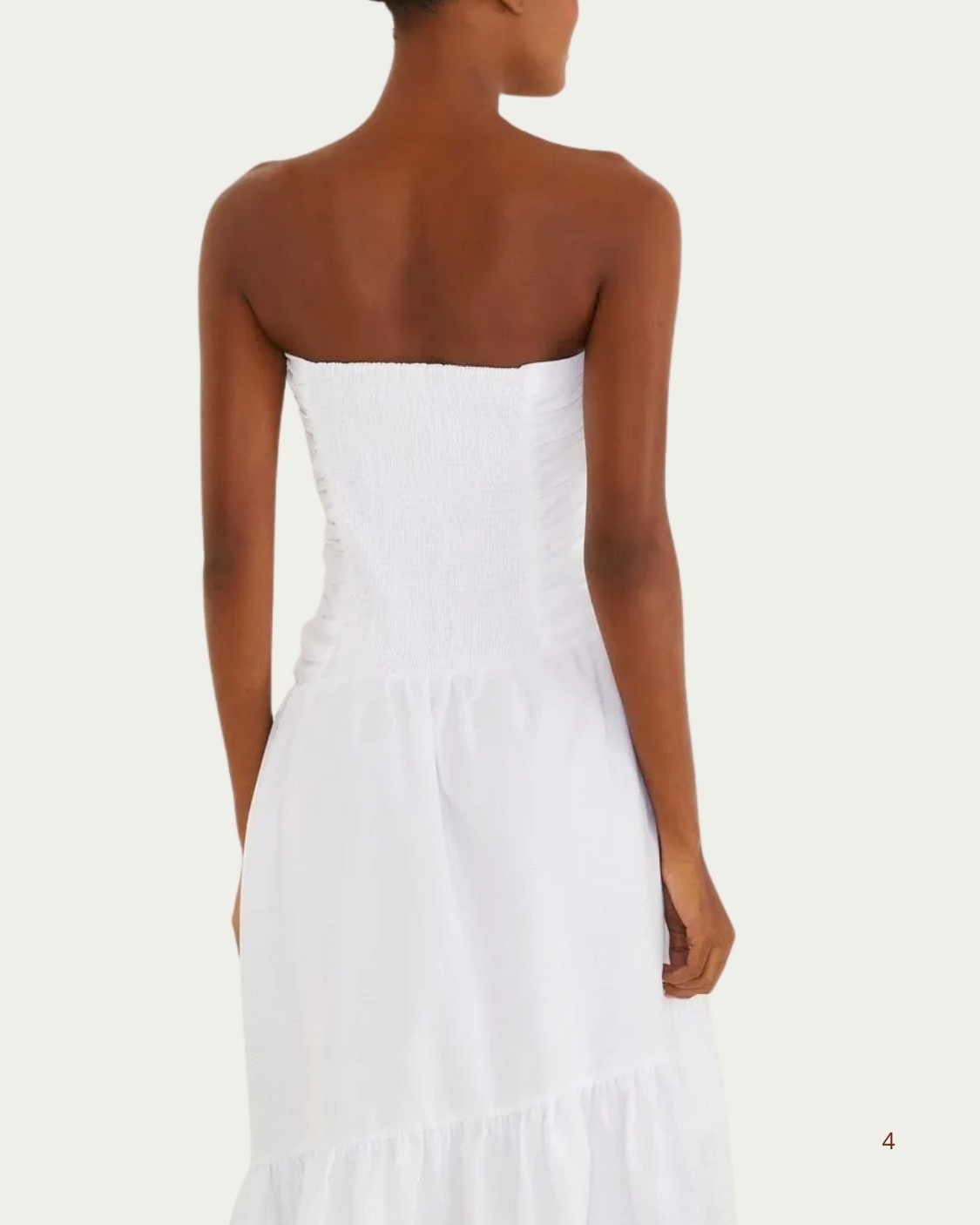 Vestido Longo Farm Sem Alça Franzido Branco com Decote Reto