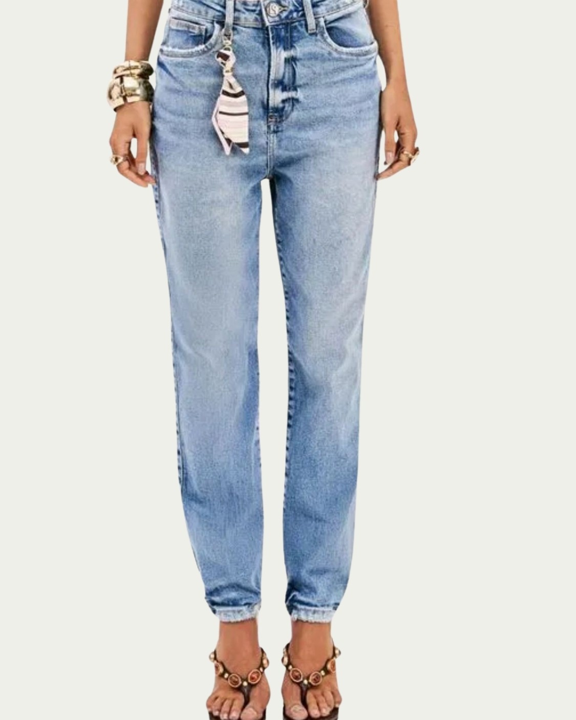 Calça Jeans Luna Mom Super High Azul Lança Perfume