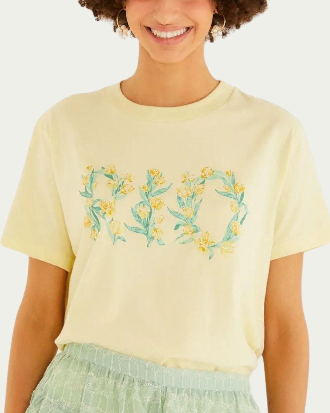 Tshirt Fit Farm Tulipa Rio Amarelo Júlia Algodão com Manga Curta