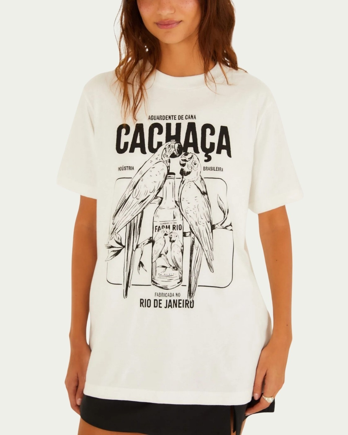 Tshirt Média Farm Araras Cachaça Bege Algodão com Manga Curta