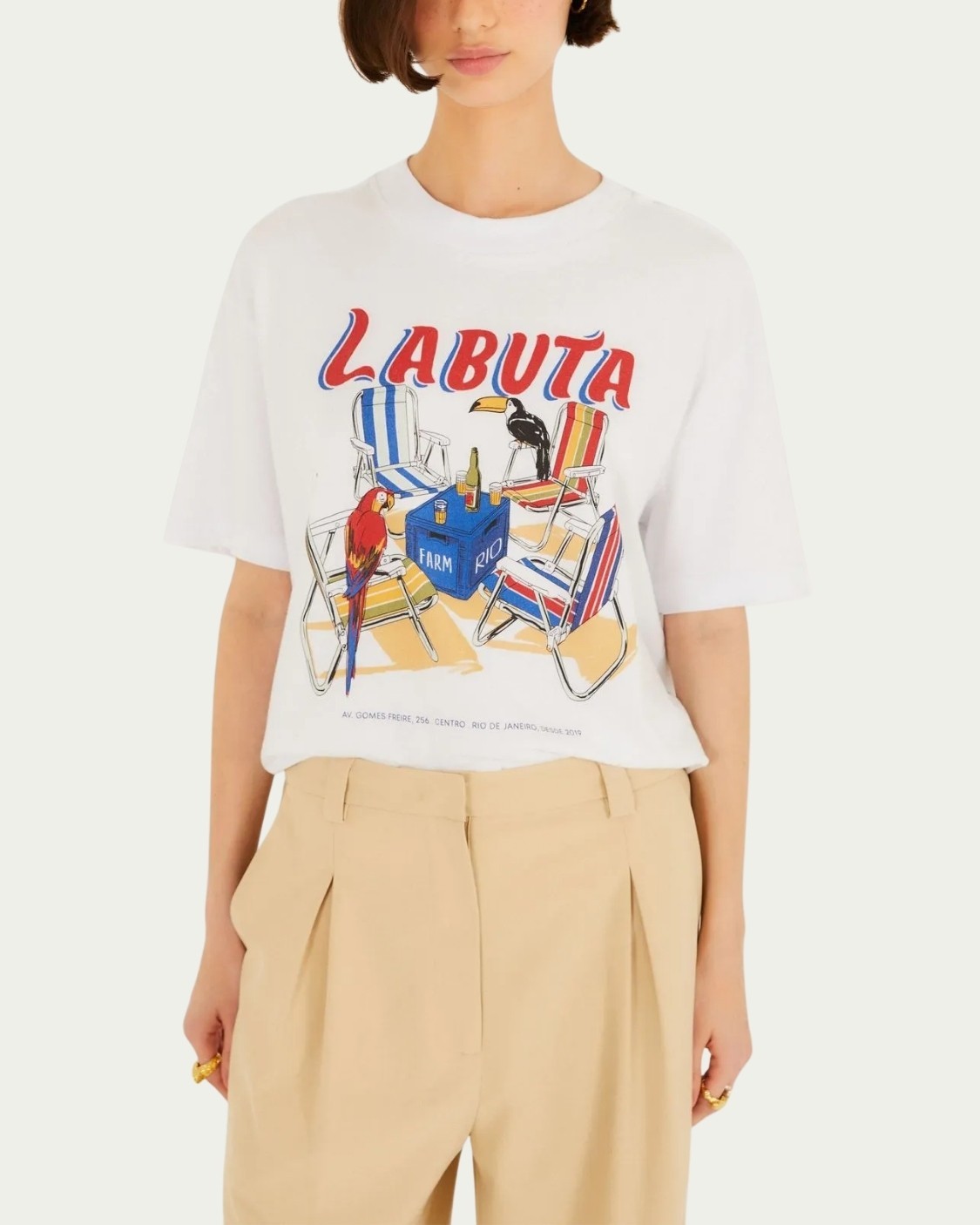 Tshirt Média Farm Bar Labuta Branco Algodão com Manga Curta
