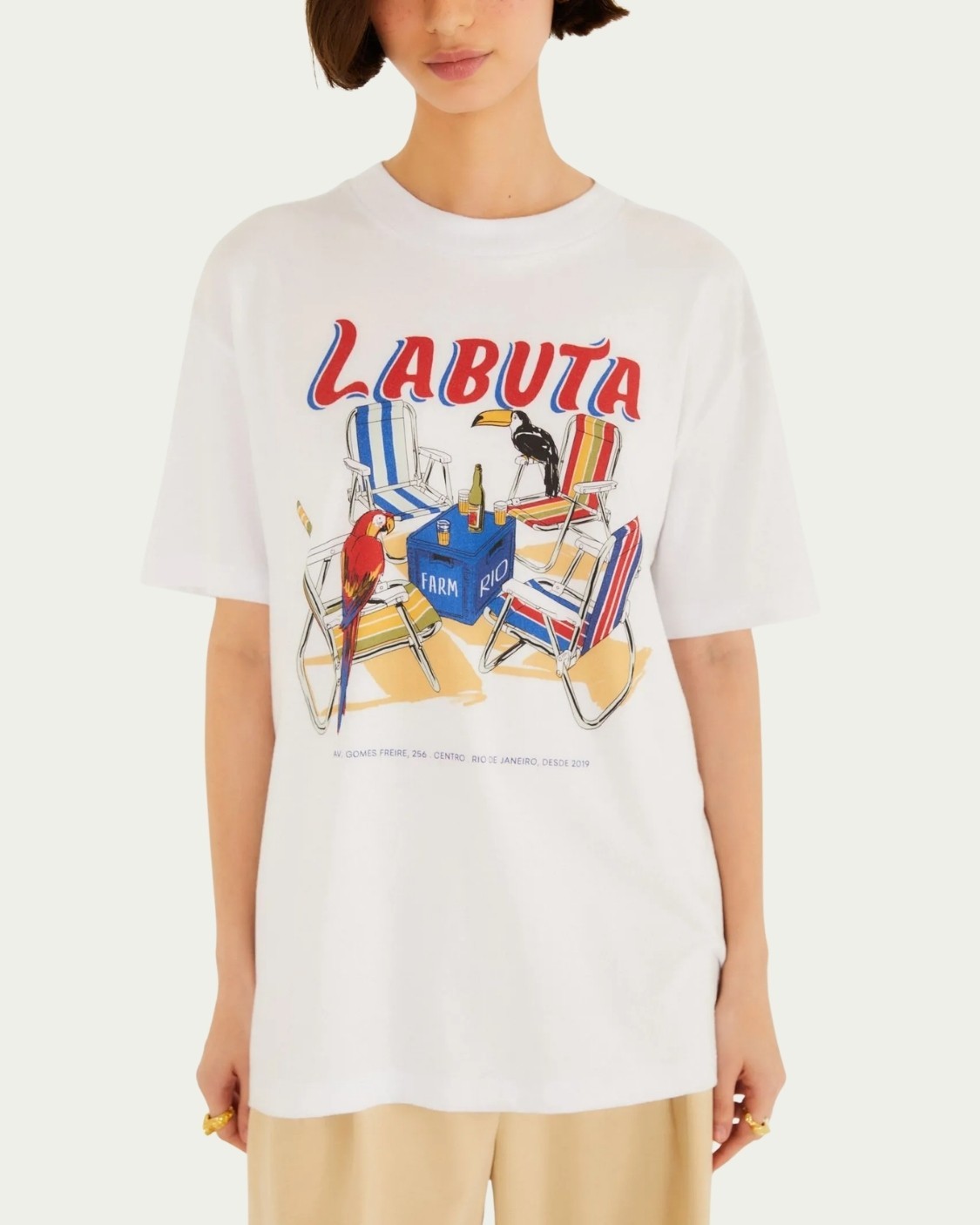 Tshirt Média Farm Bar Labuta Branco Algodão com Manga Curta