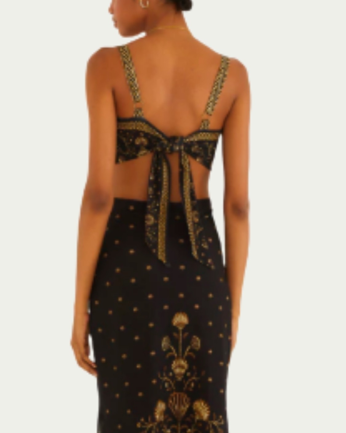 Vestido Midi Farm Estampado Sonho de Concha Preto com Costas Abertas