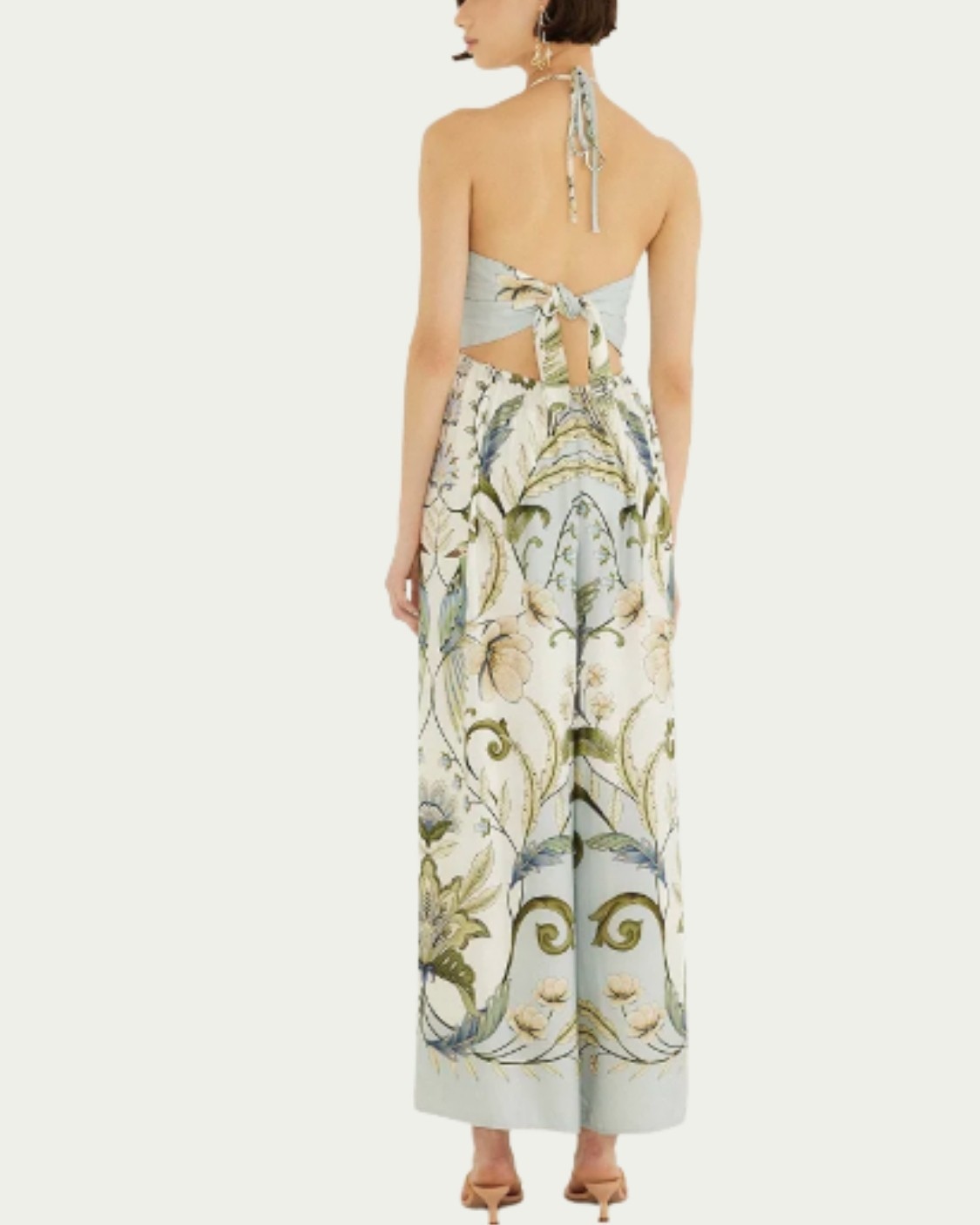 Macacão Pantalona Farm Fenda Milena Branco com Decote Halter