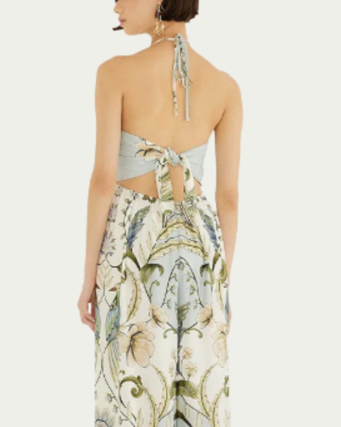 Macacão Pantalona Farm Fenda Milena Branco com Decote Halter