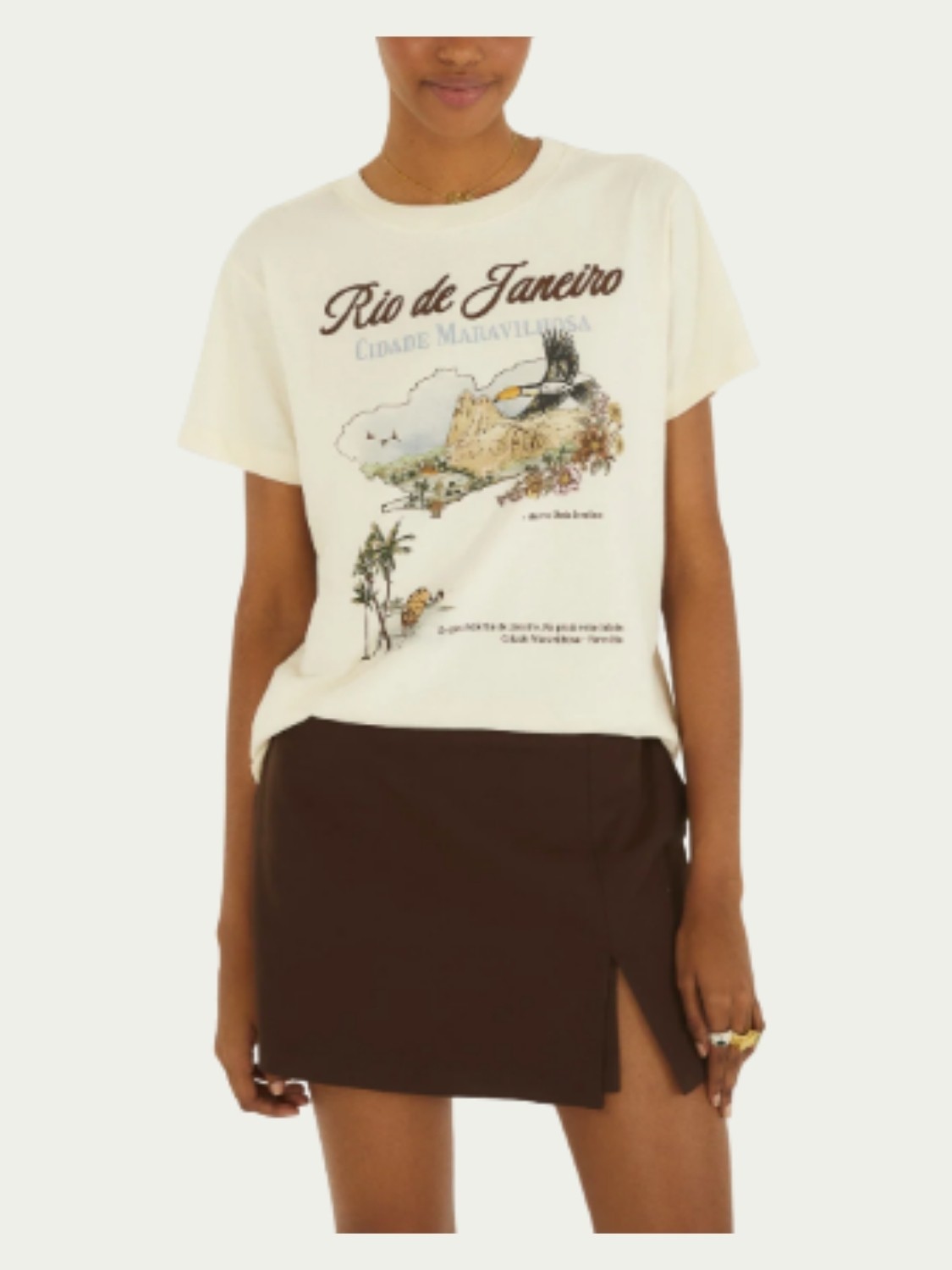 Tshirt Fit Farm Mapa do Rio Bege em Algodão