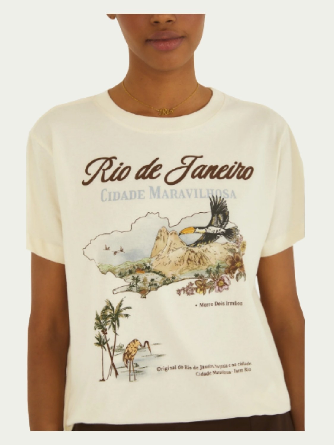 Tshirt Fit Farm Mapa do Rio Bege em Algodão