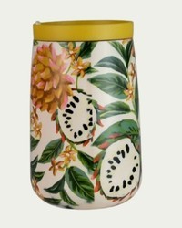 Copo Farm Que Sede 450ML Biriba Off White com Tampa Hermética para Bebidas Quentes e Geladas