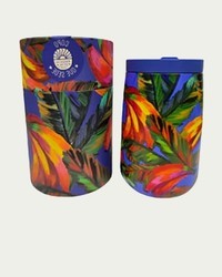 Copo Farm Que Sede 450ML Bananamix em Aço Inoxidável com Tampa Hermética para Bebidas Quentes e Geladas